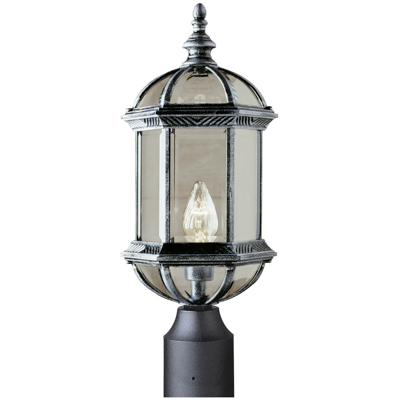 Trans Globe Lighting 4186 BK 1 Light Post Lantern in Black
